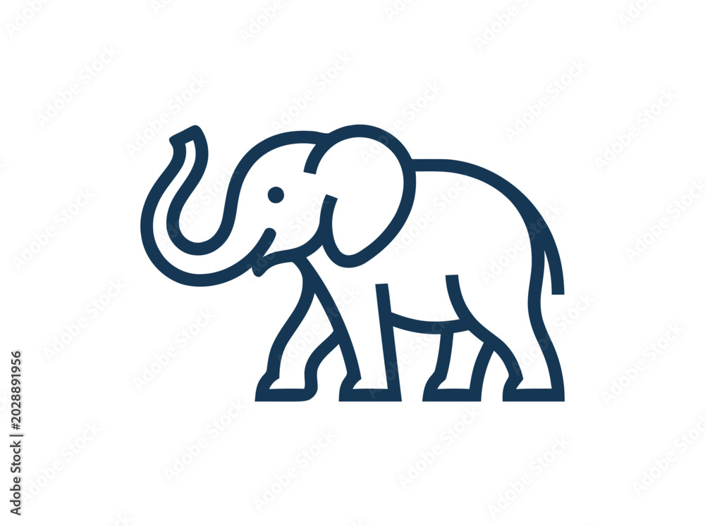 Fototapeta premium Simple line drawing of an elephant.