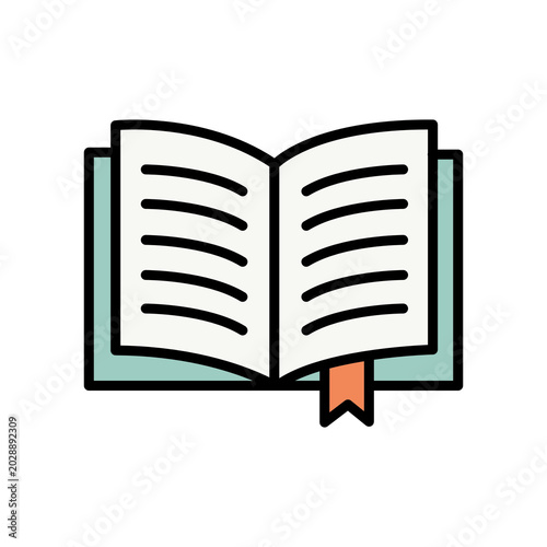 Photos Open book with bookmark line color illustration vector asset