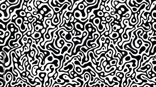 Obraz na płótnie Abstract monochrome seamless pattern with organic liquid shapes and interconnect