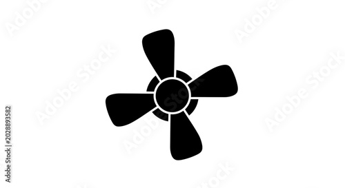 Black Ceiling Fan Blades Spinning Slowly.
