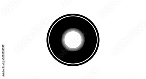 Black circle with white center.