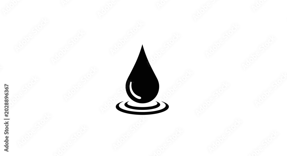 Fototapeta premium Black water drop icon falling.
