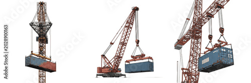Canvastavla Industrial Cranes Lifting Shipping Containers: Heavy Construction Machinery and