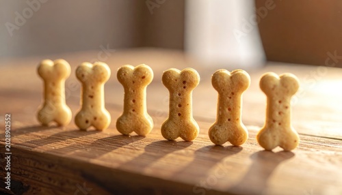 Golden treats arranged in a row