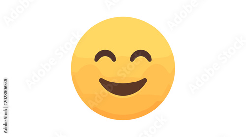 Canvas Print A Cheerful Smile: A simple yellow circle face with eyes closed and a wide, happy smile, radiating joy and contentment