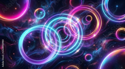 Neon Liquid Circle Dimension Abstract Background