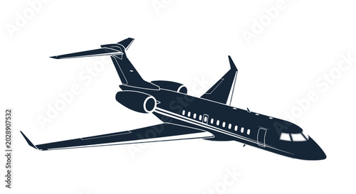 Foto Sleek Private Jet Aircraft, Business Travel, Luxury Aviation, Corporate Transpor