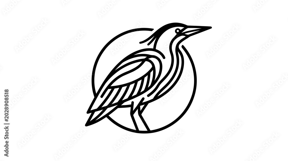 Obraz premium Minimalist Heron Bird Logo Design - Vector Art
