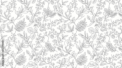 Black and white leafy floral pattern.
