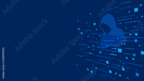Digital Hacker Persona Representing Cybercrime and Data Security Threats in Cyberspace