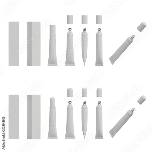 Konstfotografi Premium eye cream tube mockup with cooling metal applicator tip and realistic pa