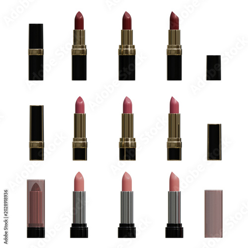 Cuadro en lienzo Classic Round Luxury Lipstick Tubes Mockup Collection with Transparent Backgroun