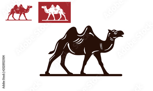 simple camel logo, silhouette of big arabian unique animal vector illustration