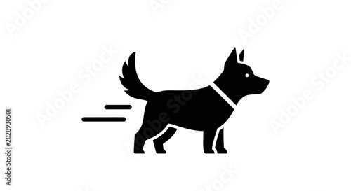Fotografija Dog icon represents a playful canine companion moving quickly across a clean background, perfect for pet store branding, veterinary clinic signage, or digital user interface design elements