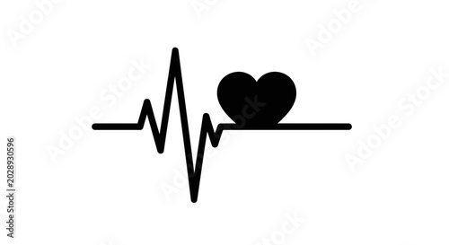 Foto Heartbeat line combined with a heart shape illustrates the concept of medical wellness, cardiovascular health, and the vital importance of monitoring one's pulse