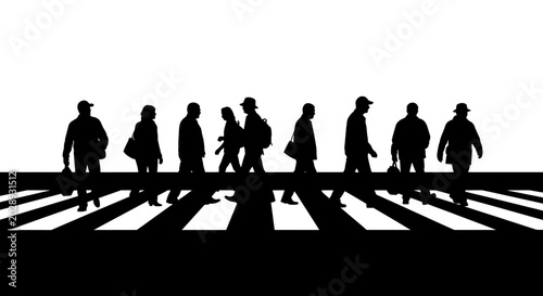 Photos Pedestrian Silhouettes Crossing Zebra Crossing