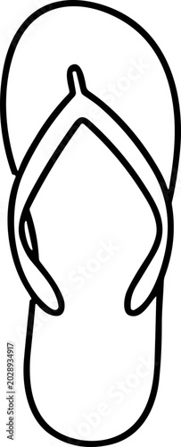 Simple outline drawing of a flip-flop sandal on a white background