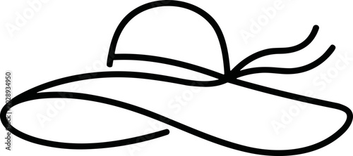 Konstfotografi Elegant wide brim hat with ribbon detail, minimalist line art drawing