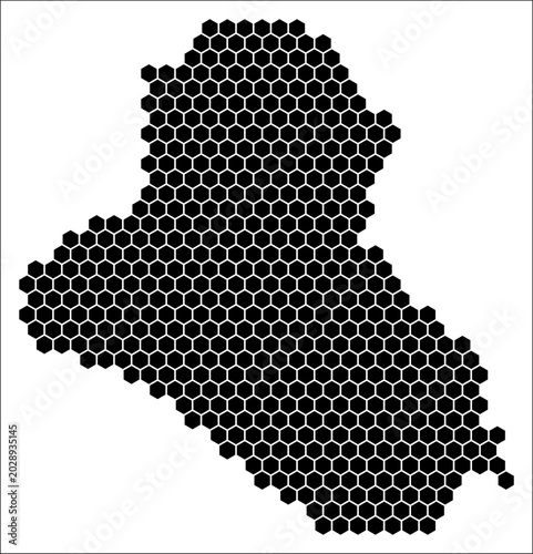 Quadro em tela Iraq simple black and white hexagon map shape template