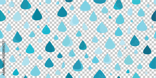 Tableau sur toile Water rain or shower drops seamless border isolated on transparent background
