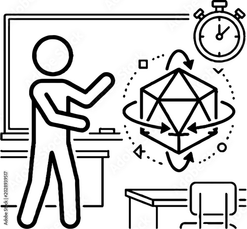 Teacher presenting spatial geometry concept in classroom