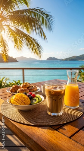 Healthy Breakfast with Coffee Fruit and Pastries Ocean View