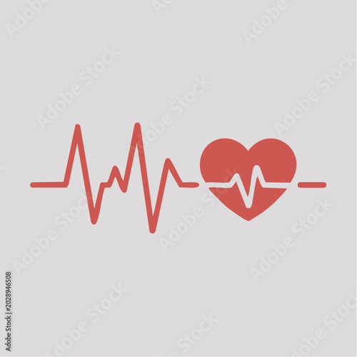 Red heart rate line medical symbol illustration