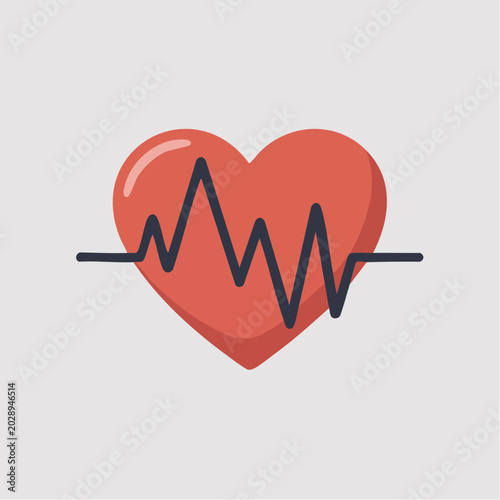 Red heart with electrocardiogram line illustration