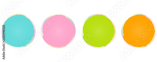 Bild auf Leinwand Abstract Halftone Circle Badge Set with Pastel Colors and Fluid Texture on Transparent Background