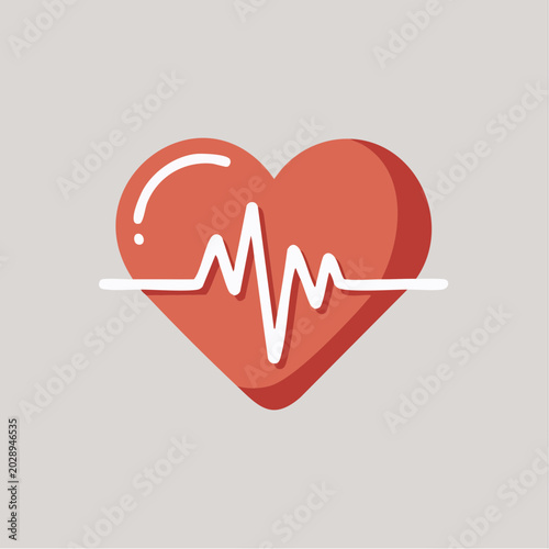 Red heart with electrocardiogram line illustration