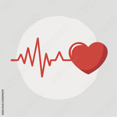 Red heart with ecg heartbeat line vector medical symbol
