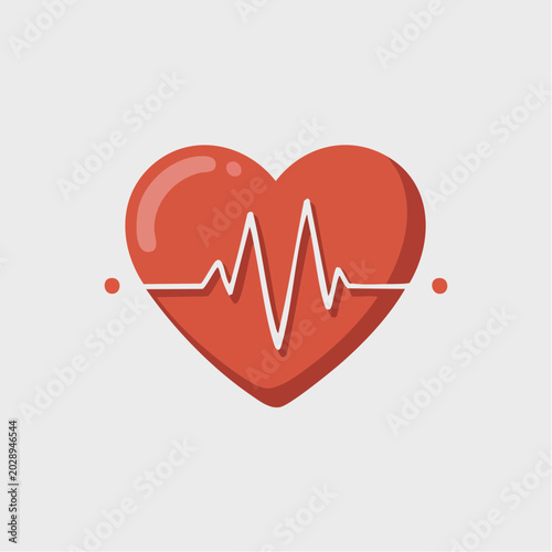 Red heart with electrocardiogram line illustration