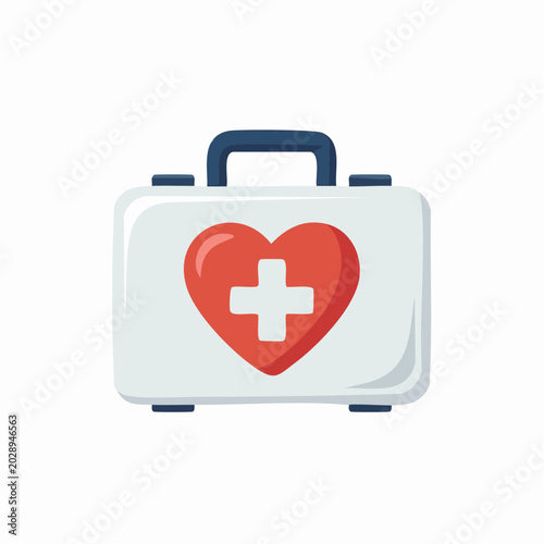 First aid kit with heart and cross symbol illustration
