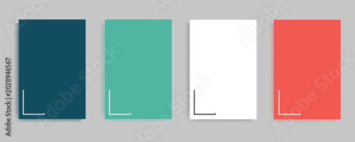 Minimalist Blank Cover Template Set with Creative Soft Shadows on Grey Background. Vector Illustration