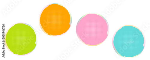Obraz na płótnie Abstract Halftone Circle Badge Set with Pastel Colors and Fluid Texture on Transparent Background