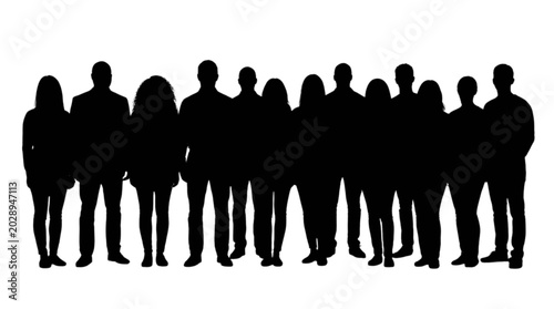 Fotografía Silhouette of people standing in a line Vector