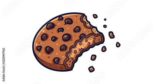 Slika na platnu Bitten Chocolate Chip Cookie Illustration