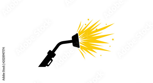 Bild auf Leinwand Blow Torch Flame Sparking Yellow Energy Burst