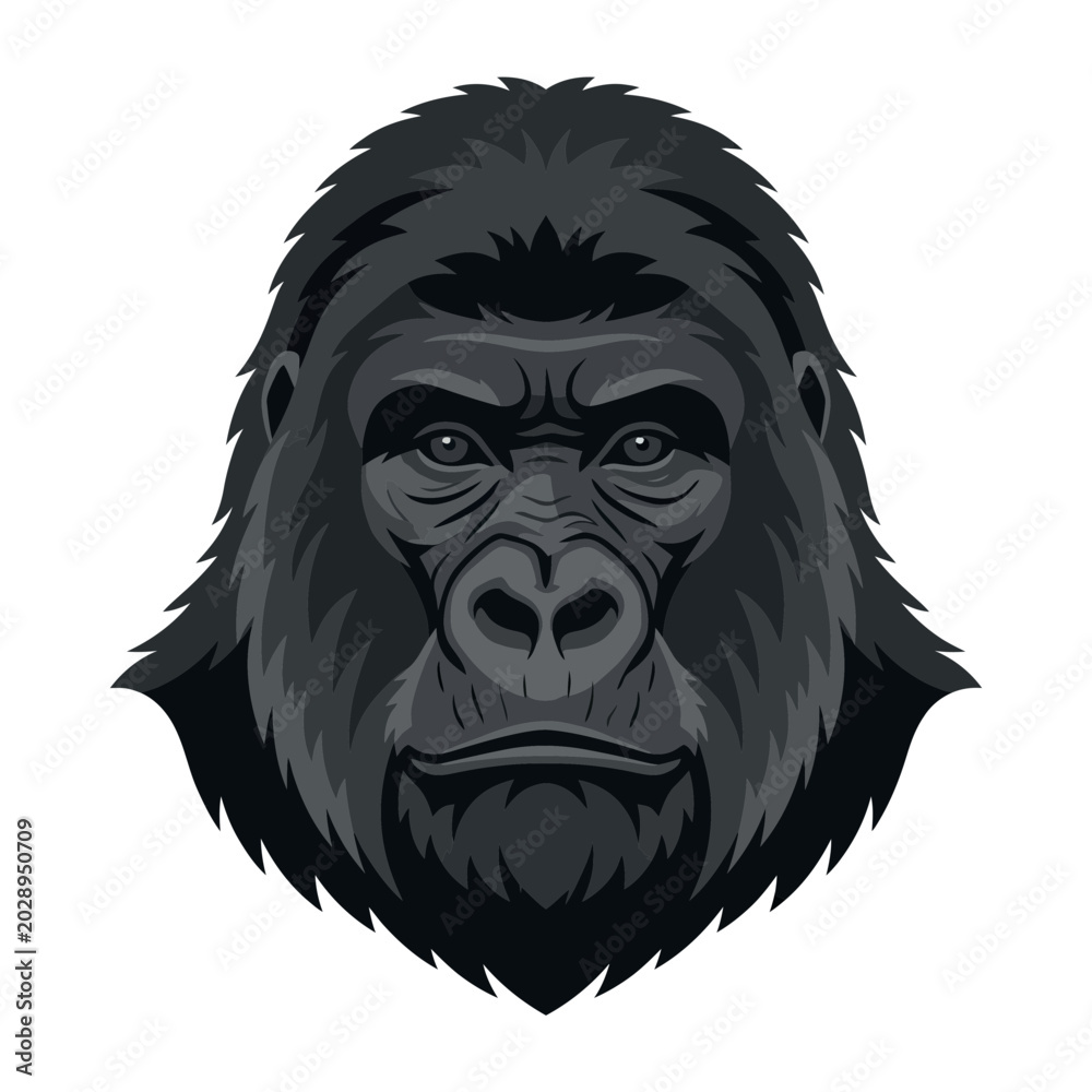 Fototapeta premium Gorilla Head Portrait, Realistic Illustration, Majestic Animal