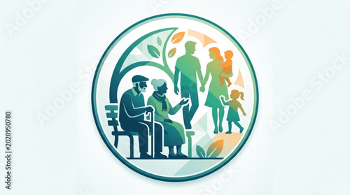 Family generations silhouette illustration circle