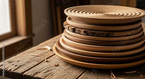 Antique brown wooden barrel, door, and bowl with old metal coins isolated on a white backgroundAntique brown wooden barrel, door, and bowl with old metal coins isolated on a white background