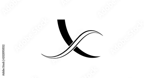 Abstract dynamic swoosh lines logo on white background.