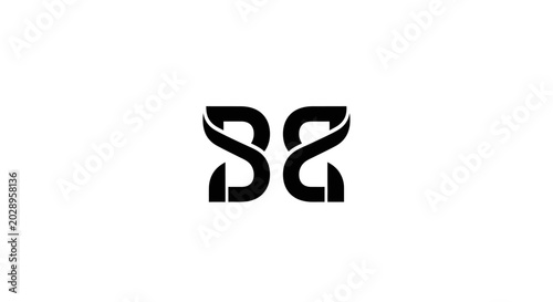 Abstract black S letter monogram logo design on white.