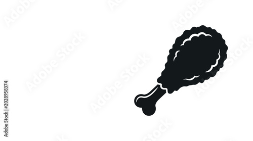 Foto Black silhouette of a crispy fried chicken leg icon.