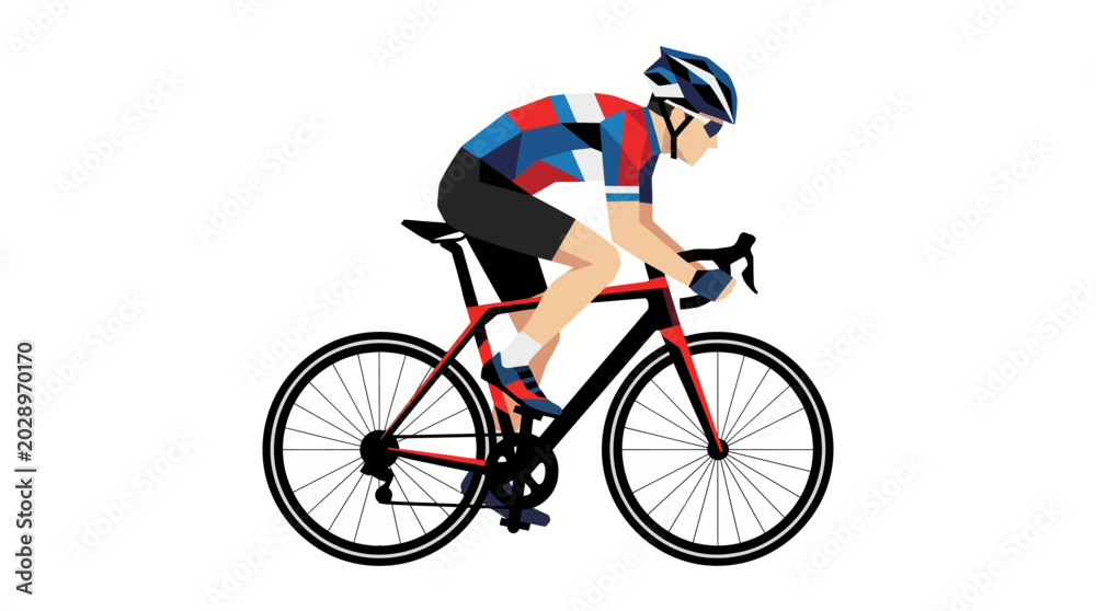 Obraz premium Male cyclist riding road bike in racing position