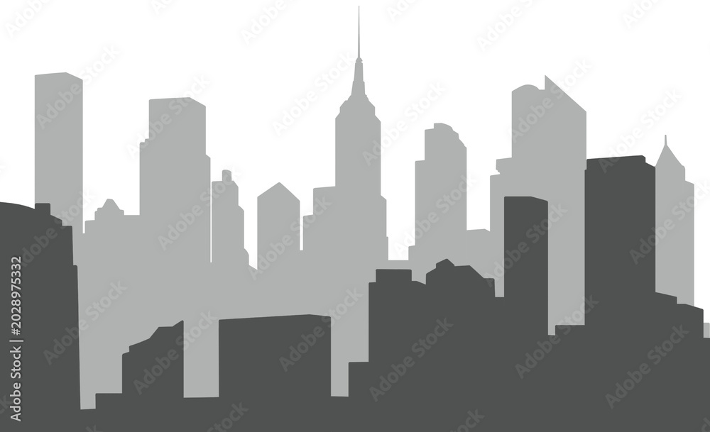 Fototapeta premium City Skyline Silhouette Icon – Urban Skyline, Modern Cityscape Vector