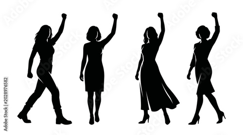Cuadro en lienzo Women's empowerment silhouette showing strength and determination