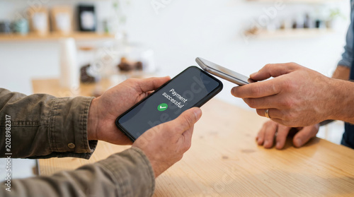 Instant payment nfc smartphone contactless success moment