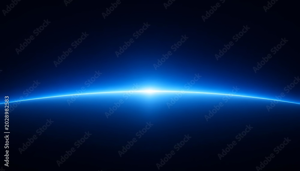 Fototapeta premium Deep Blue Glowing Curved Horizon Abstract Background