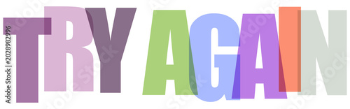 Canvastavla Multicolored try again text in bold letters